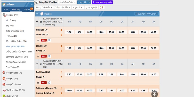 Mẹo dự đoán Hiệp 1/Cả Trận Bet168vn hiệu quả